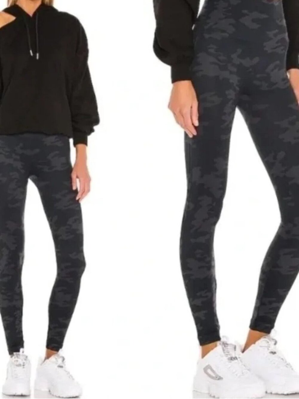 Spanx Black Grey Camo High Waist Leggings Activewear Women's S